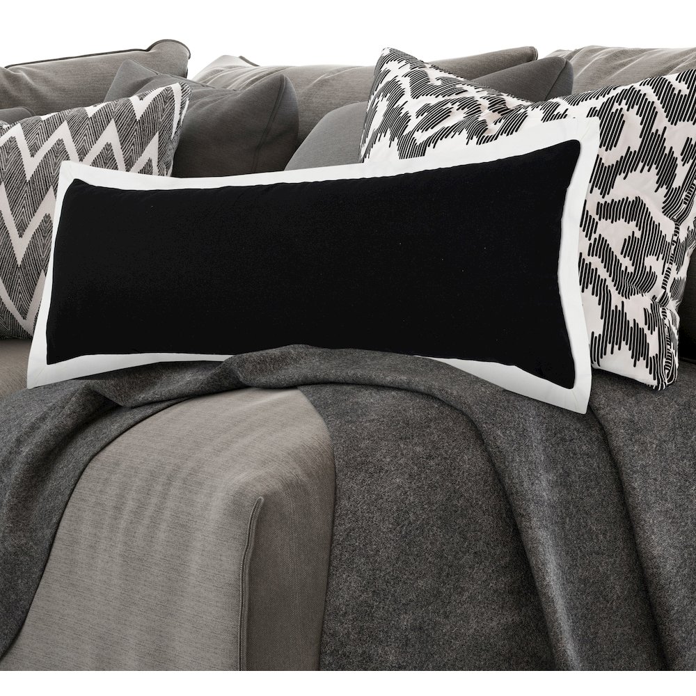 Ox Bay Hand-Woven Black/White Bordered All-Natural Cotton Pillow Cover. Picture 8
