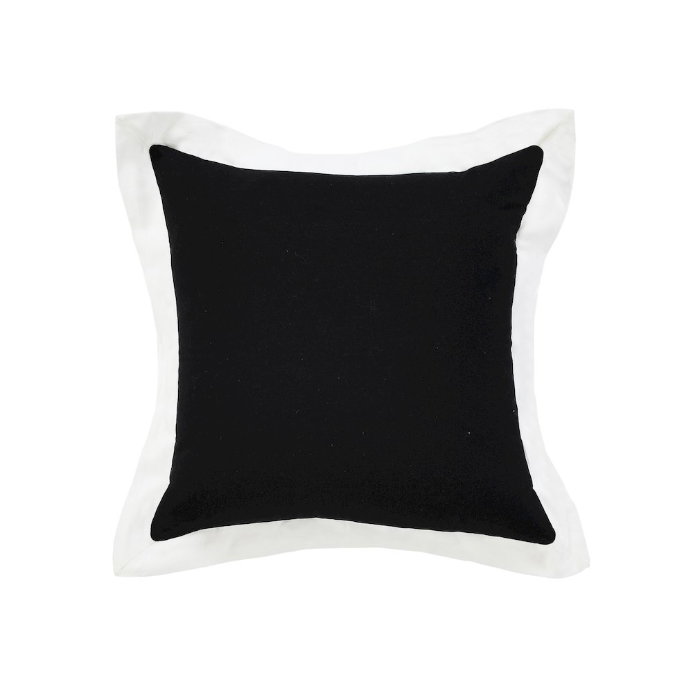 Ox Bay Hand-Woven Black/White Bordered All-Natural Cotton Pillow Cover. Picture 1