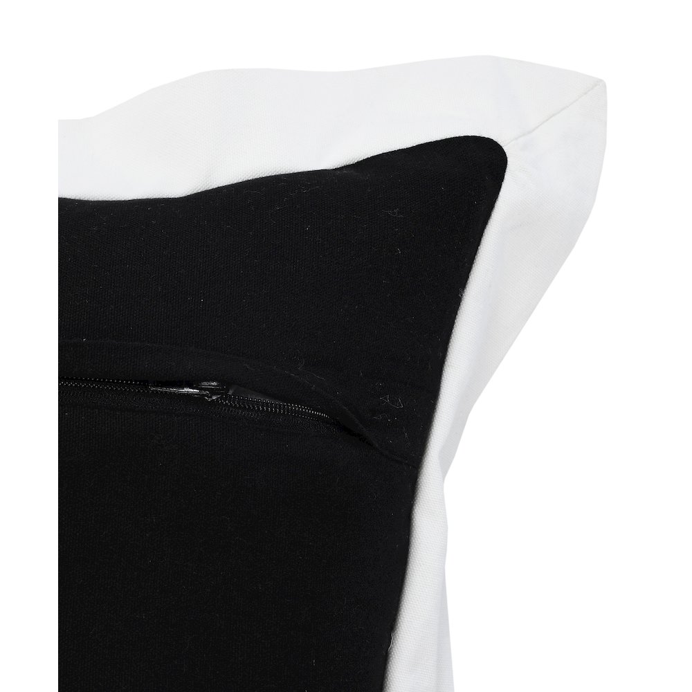 Ox Bay Hand-Woven Black/White Bordered All-Natural Cotton Pillow Cover. Picture 3