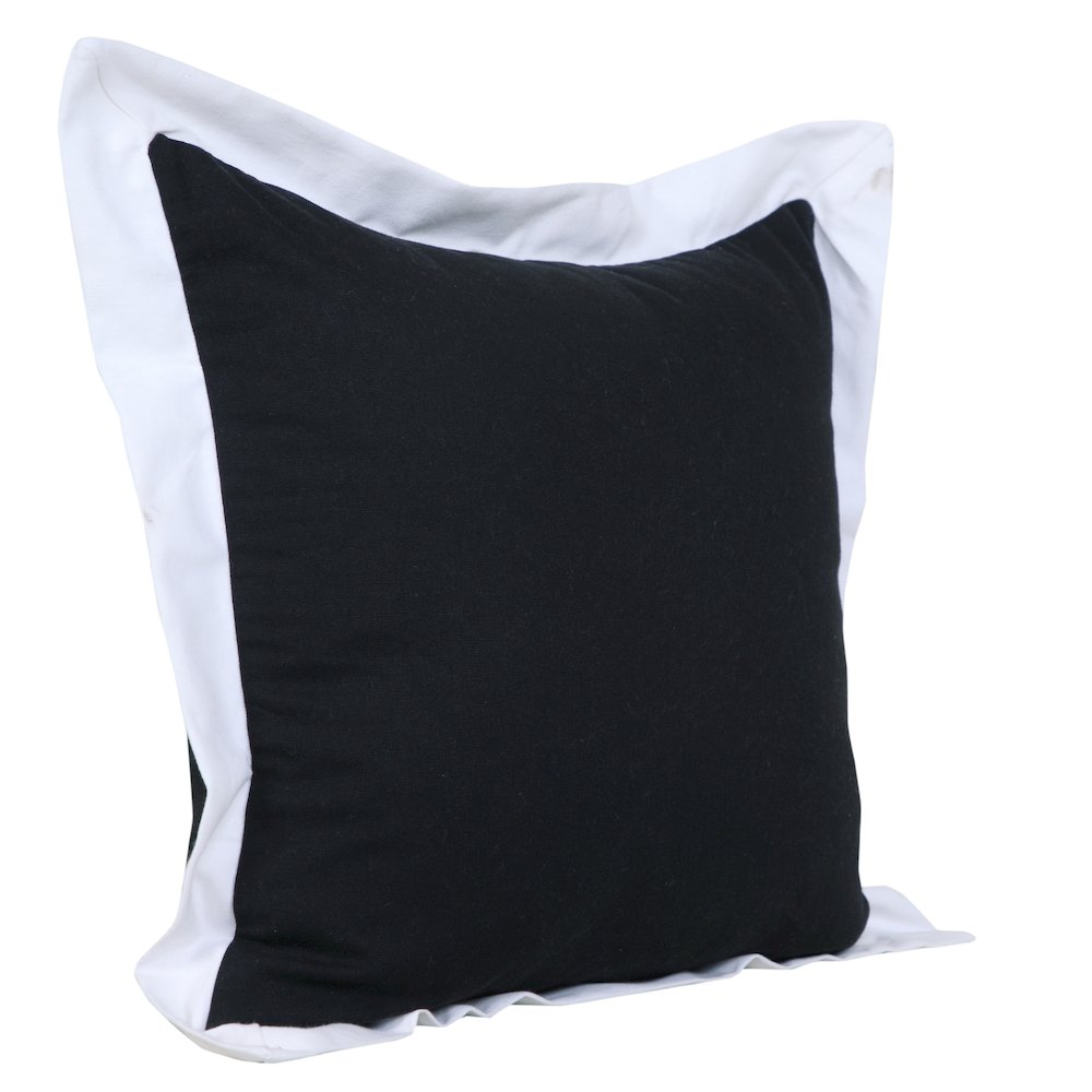 Ox Bay Hand-Woven Black/White Bordered All-Natural Cotton Pillow Cover. Picture 4