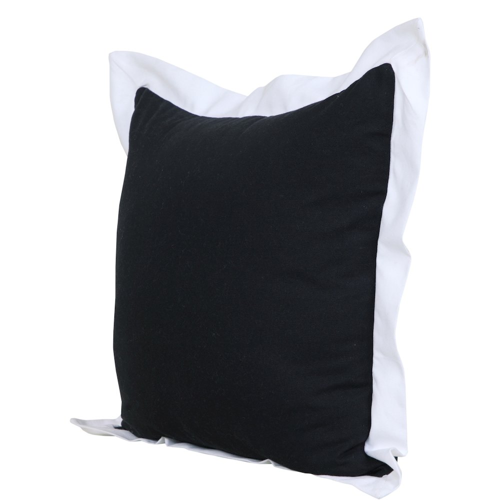 Ox Bay Hand-Woven Black/White Bordered All-Natural Cotton Pillow Cover. Picture 5