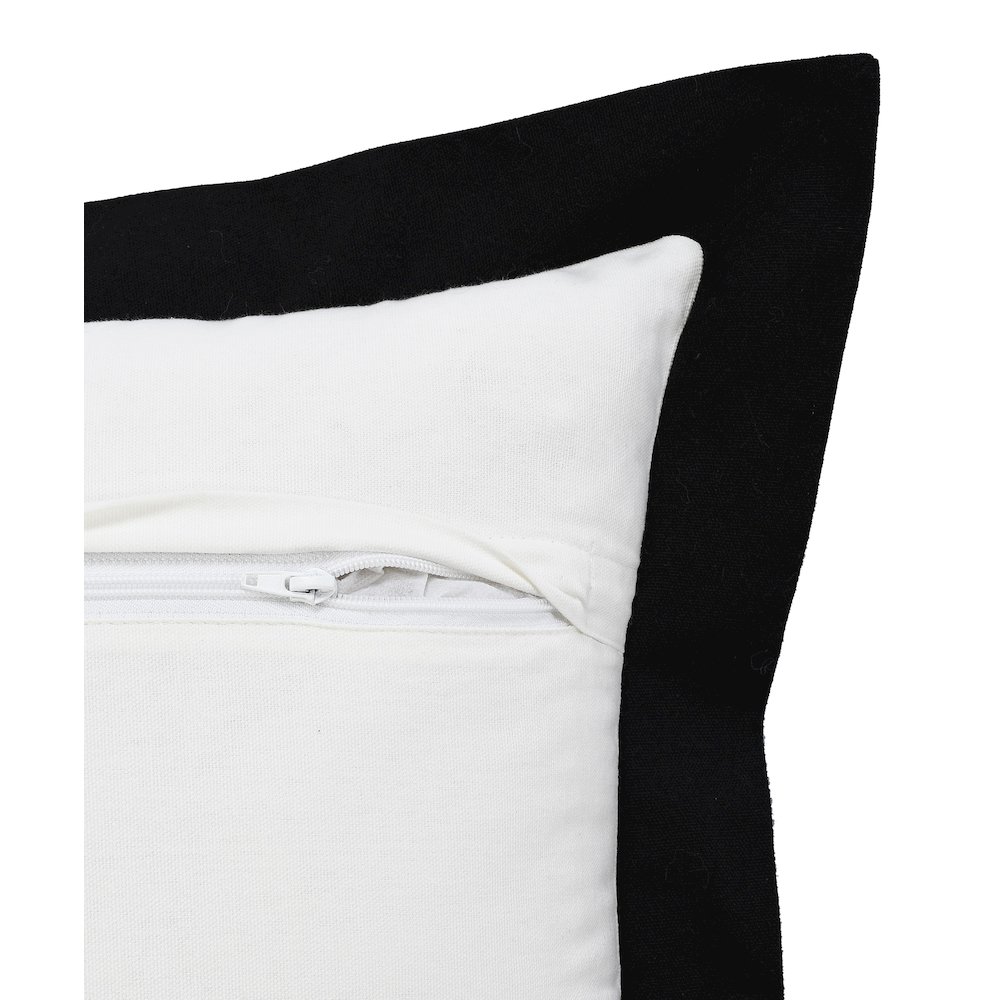Ox Bay Hand-Woven White/Black Bordered All-Natural Cotton Pillow Cover. Picture 3
