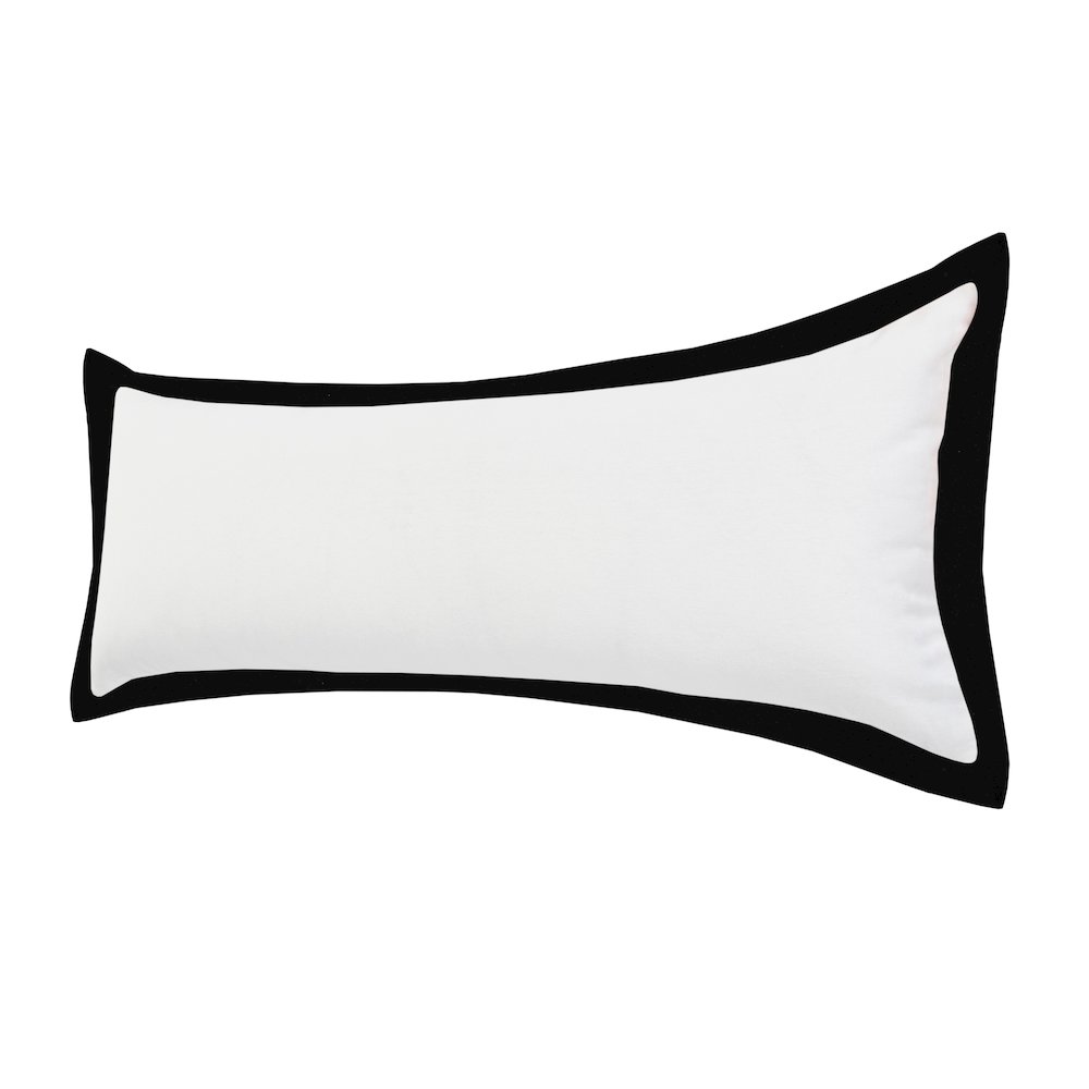 Ox Bay Hand-Woven White/Black Bordered All-Natural Cotton Pillow Cover. Picture 5