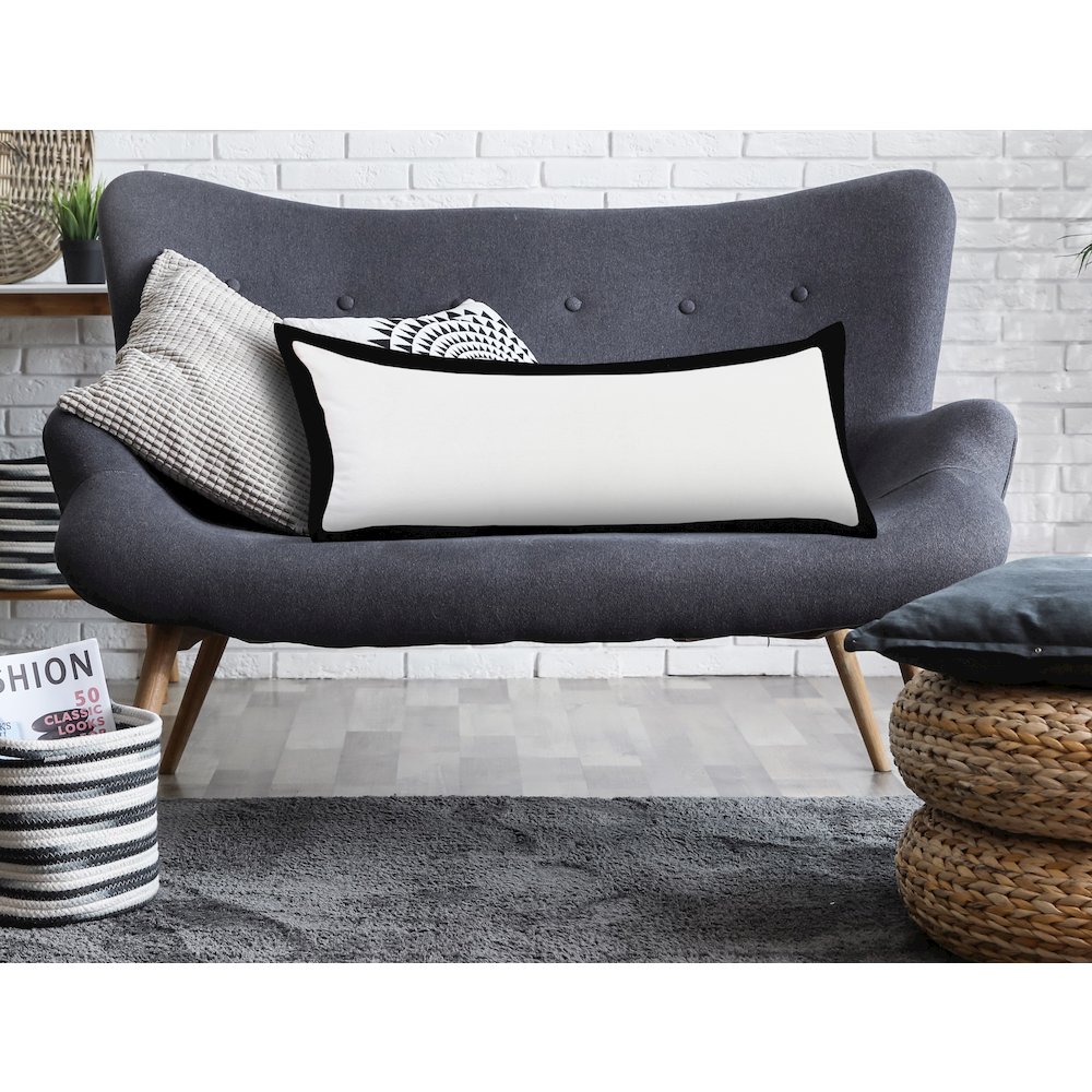 Ox Bay Hand-Woven White/Black Bordered All-Natural Cotton Pillow Cover. Picture 8