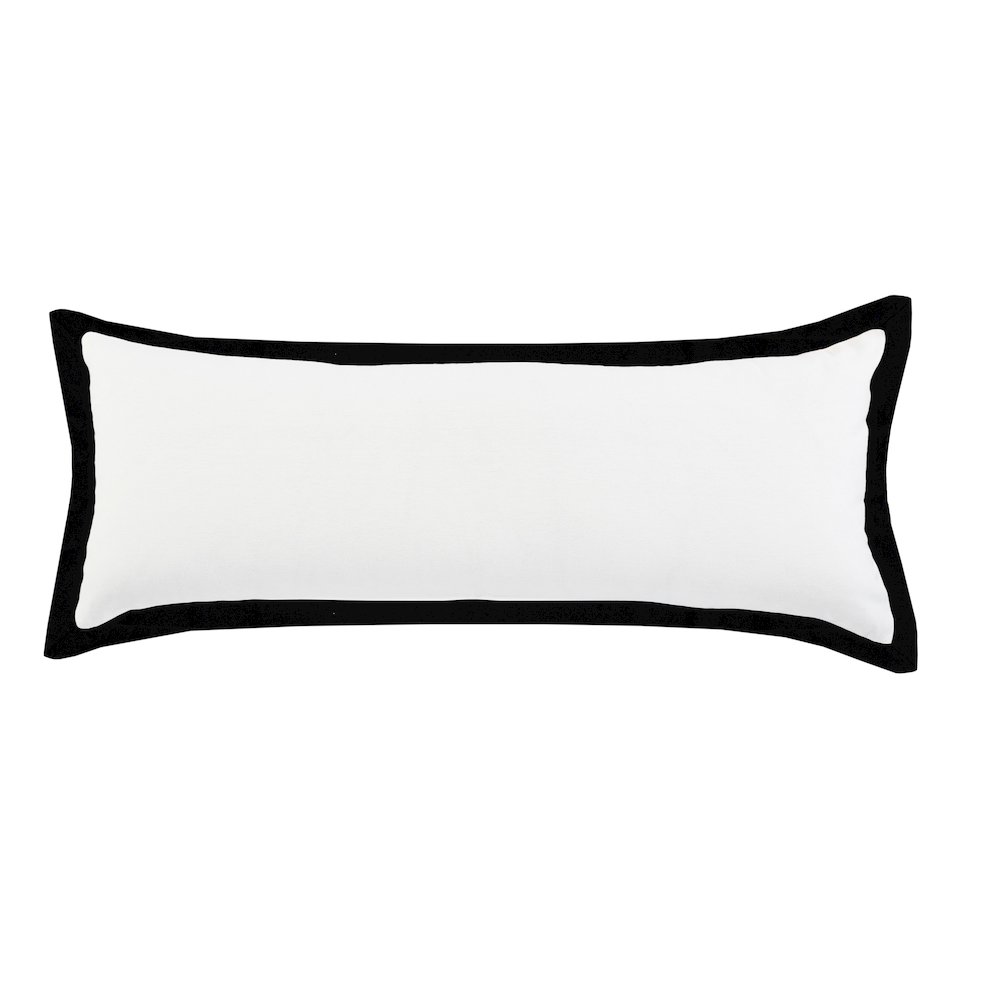 Ox Bay Hand-Woven White/Black Bordered All-Natural Cotton Pillow Cover. Picture 1