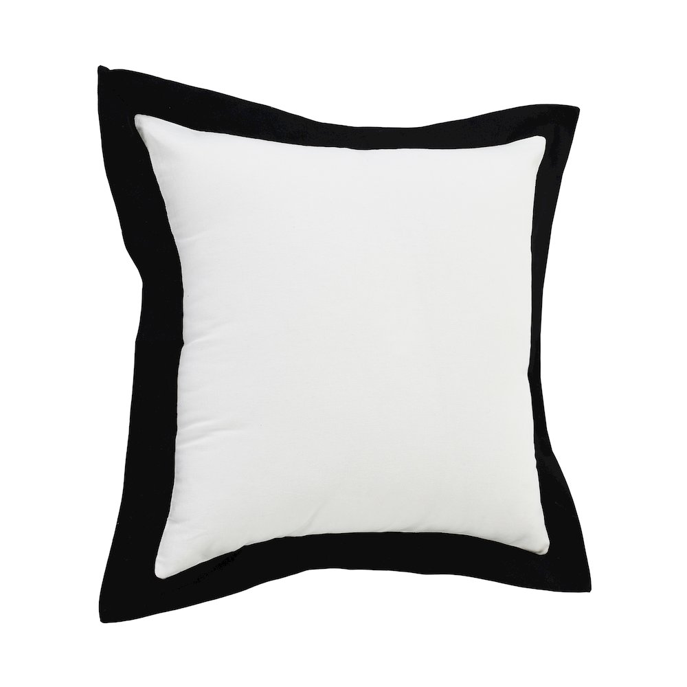 Ox Bay Hand-Woven White/Black Bordered All-Natural Cotton Pillow Cover. Picture 4
