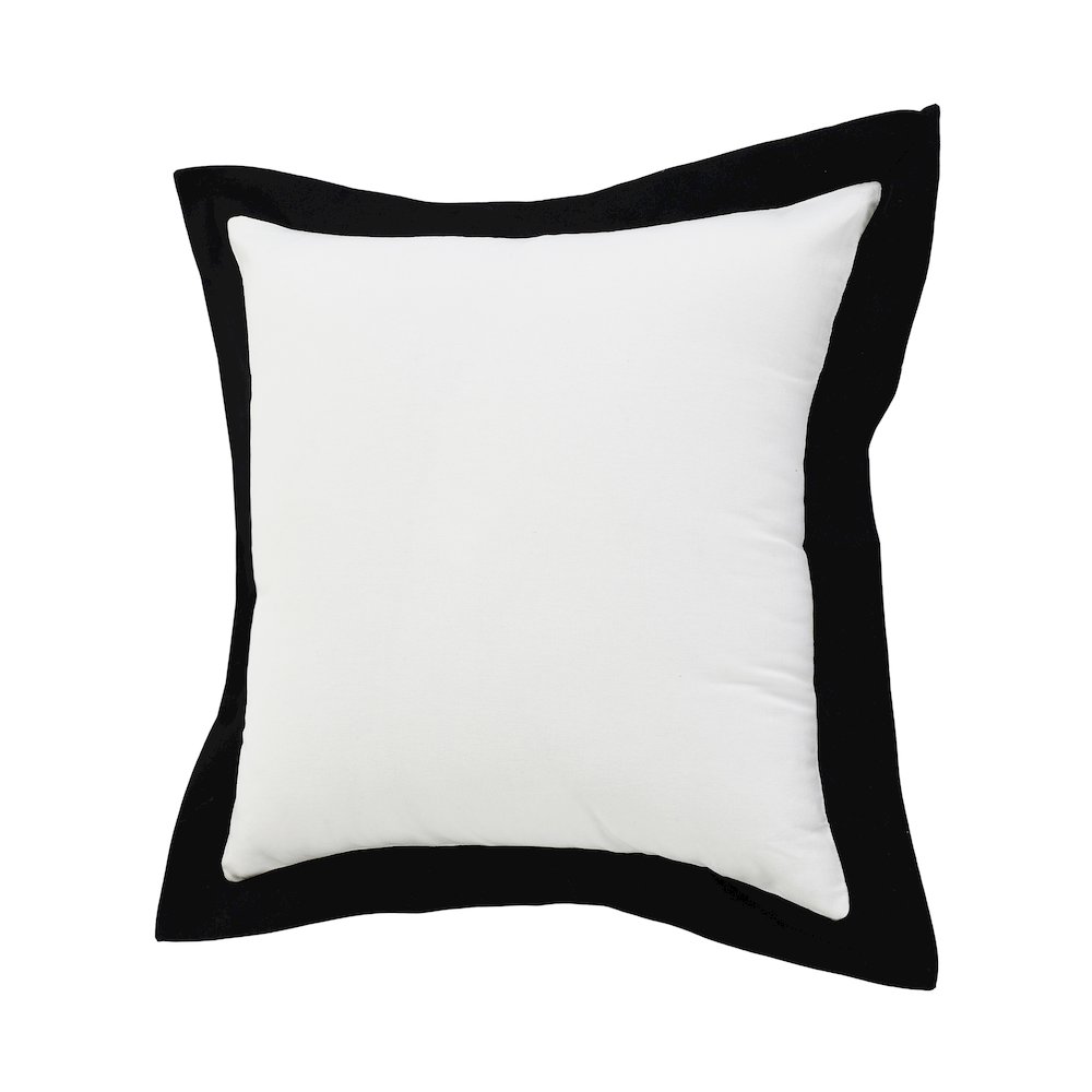Ox Bay Hand-Woven White/Black Bordered All-Natural Cotton Pillow Cover. Picture 5