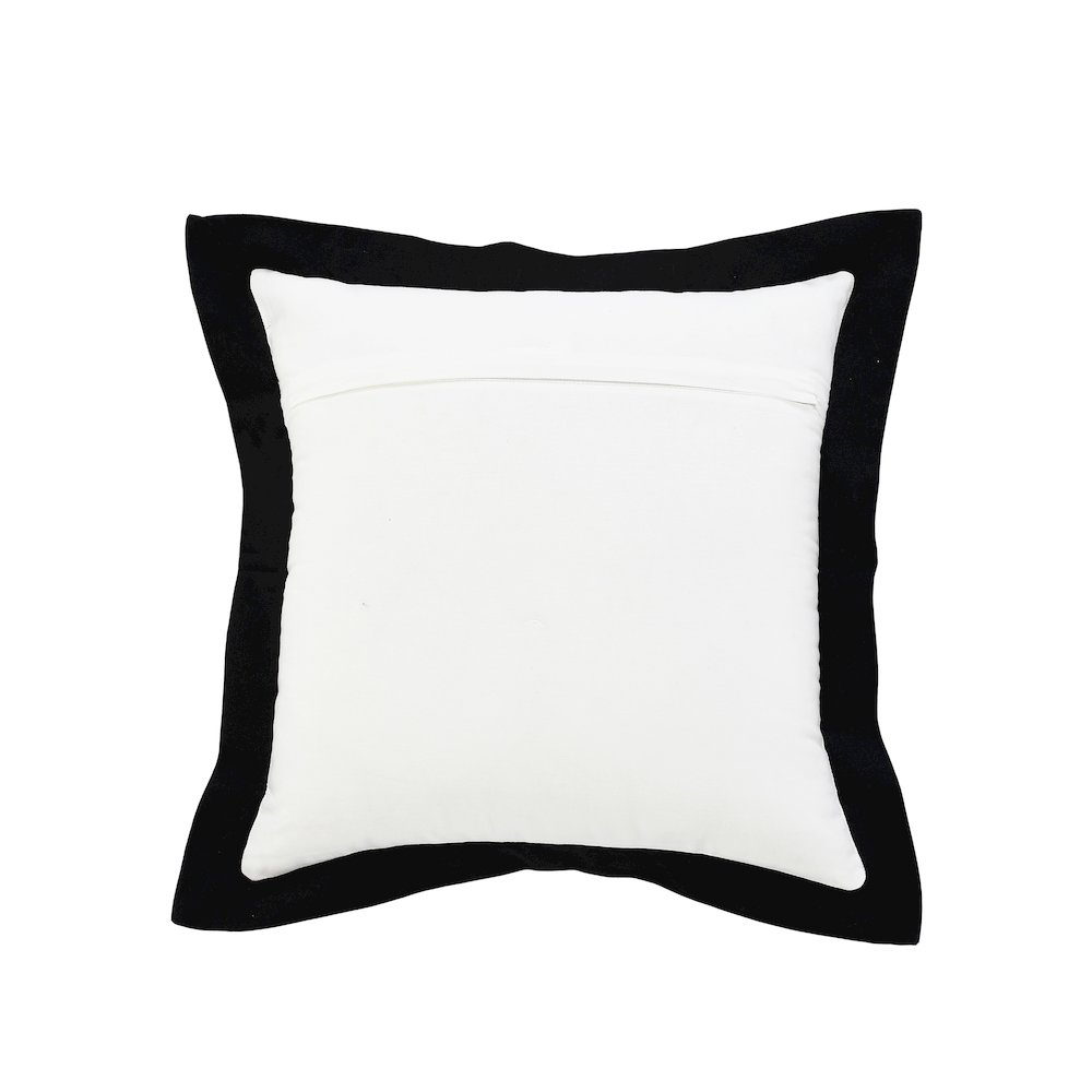 Ox Bay Hand-Woven White/Black Bordered All-Natural Cotton Pillow Cover. Picture 7
