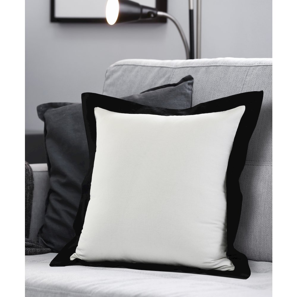 Ox Bay Hand-Woven White/Black Bordered All-Natural Cotton Pillow Cover. Picture 8