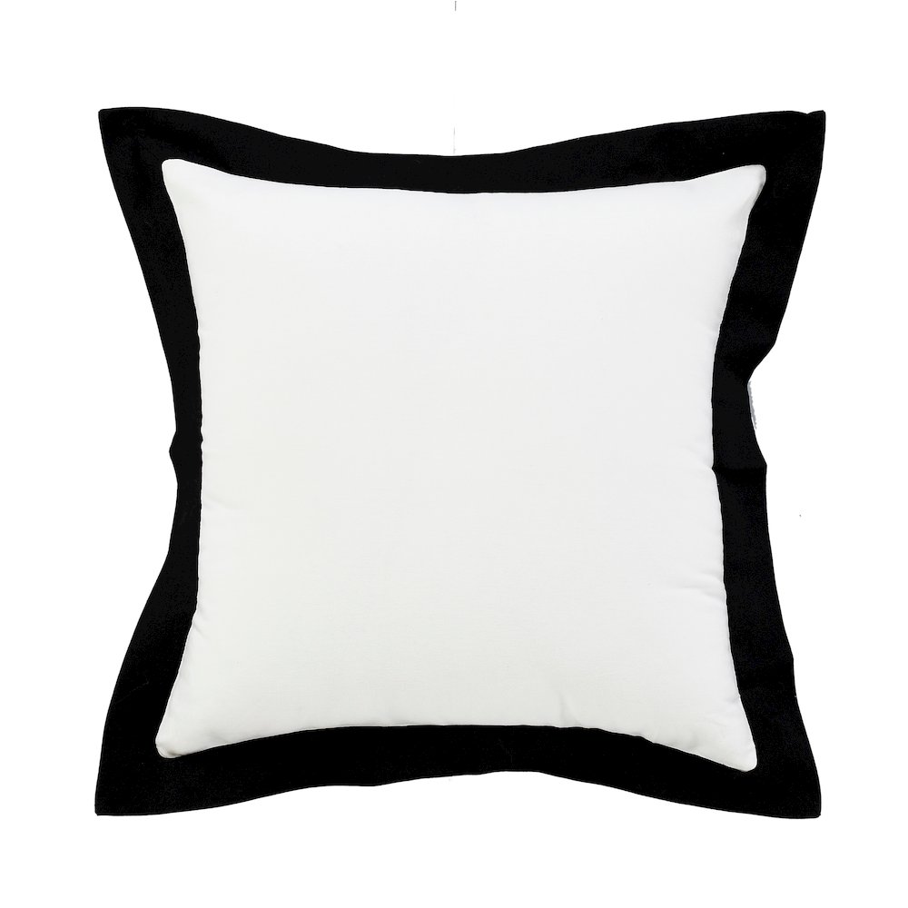 Ox Bay Hand-Woven White/Black Bordered All-Natural Cotton Pillow Cover. Picture 1