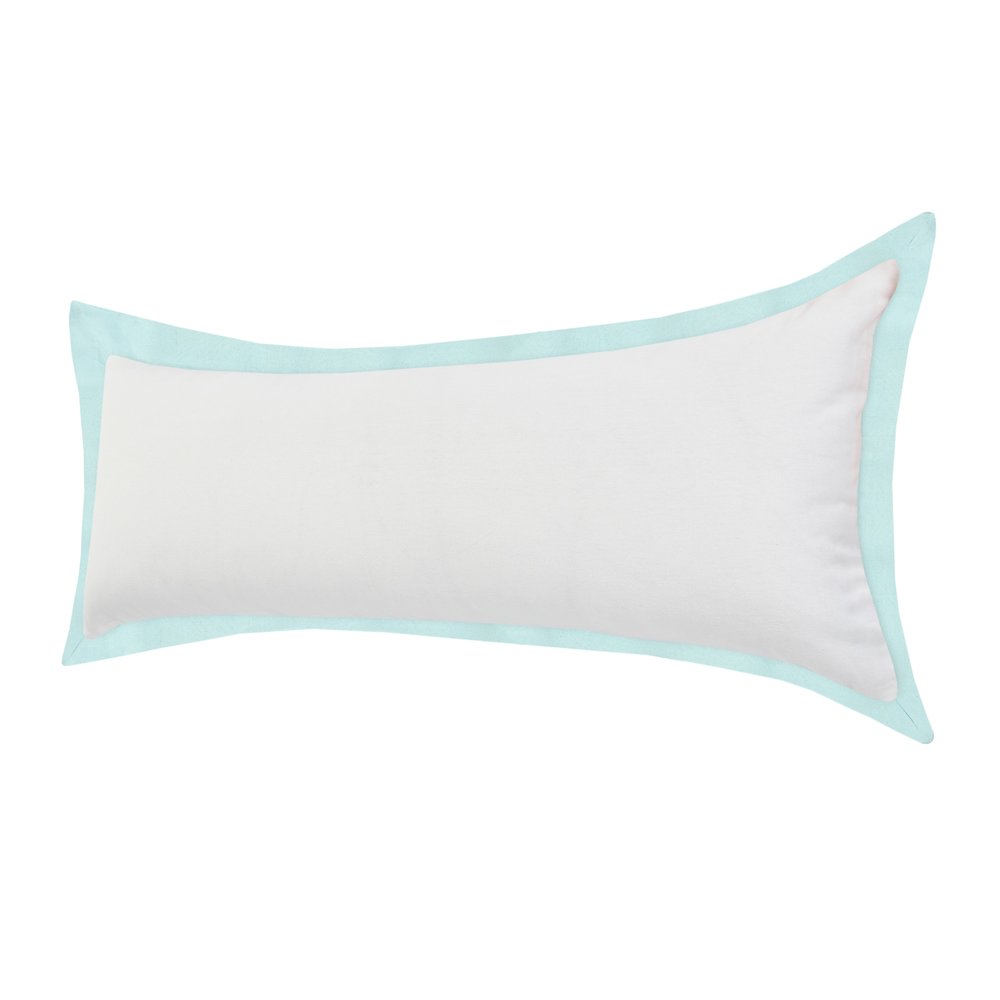 Ox Bay Hand-Woven White/Blue Bordered All-Natural Cotton Pillow Cover. Picture 5