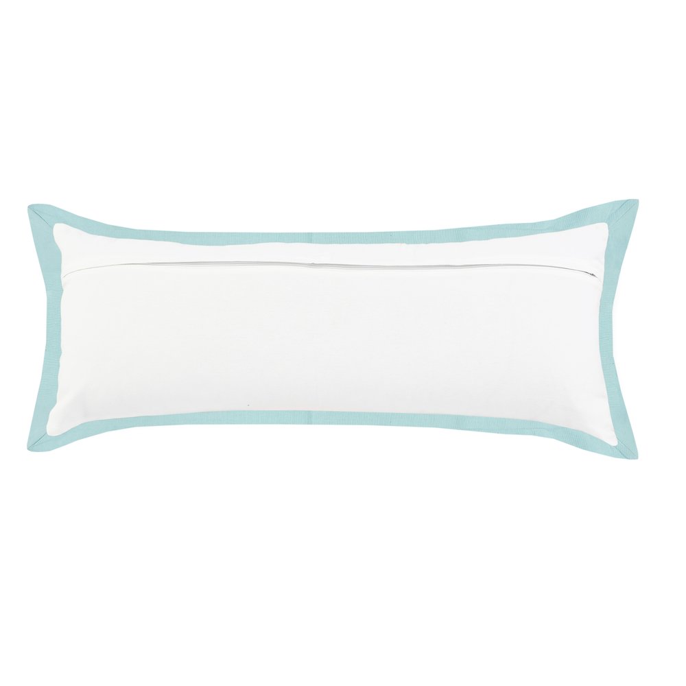 Ox Bay Hand-Woven White/Blue Bordered All-Natural Cotton Pillow Cover. Picture 7