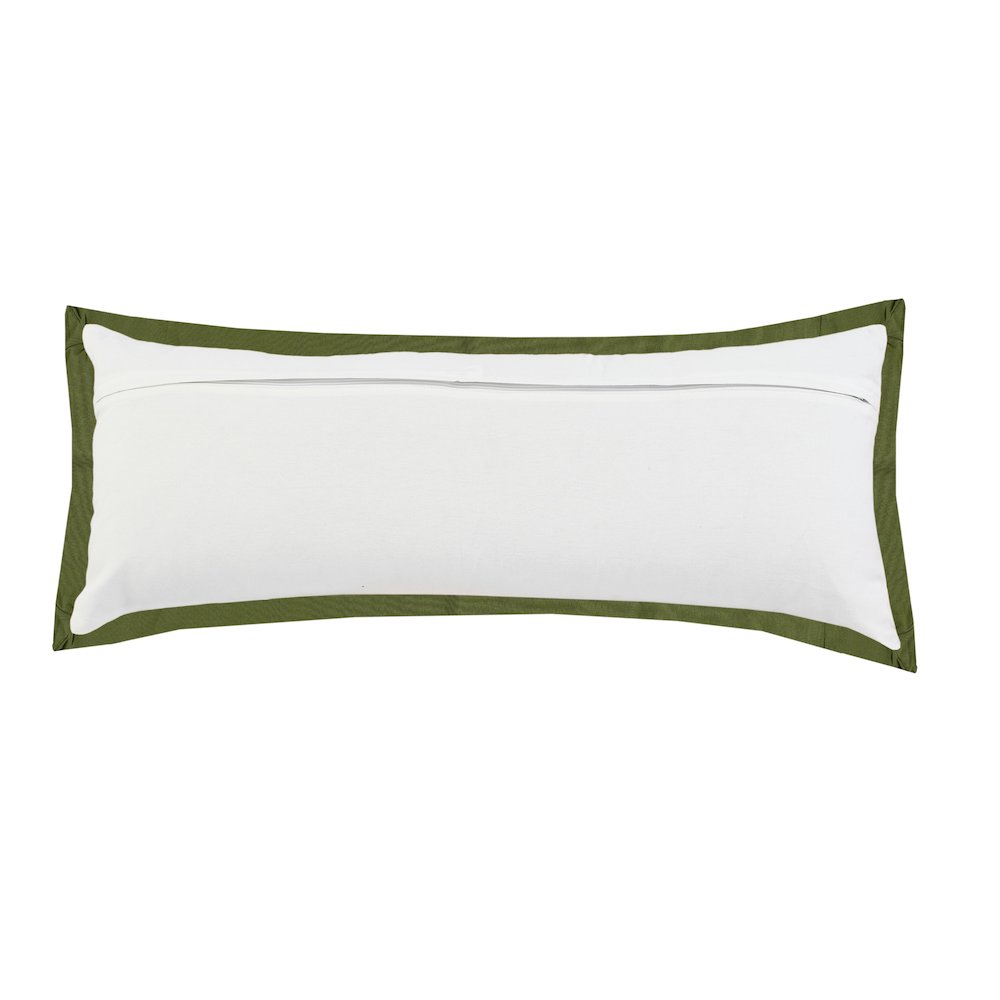 Ox Bay Hand-Woven White/Green Bordered All-Natural Cotton Pillow Cover. Picture 7