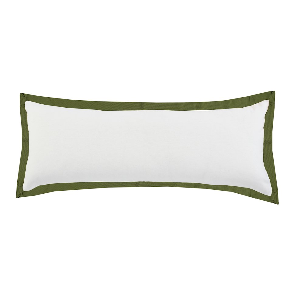 Ox Bay Hand-Woven White/Green Bordered All-Natural Cotton Pillow Cover. Picture 1