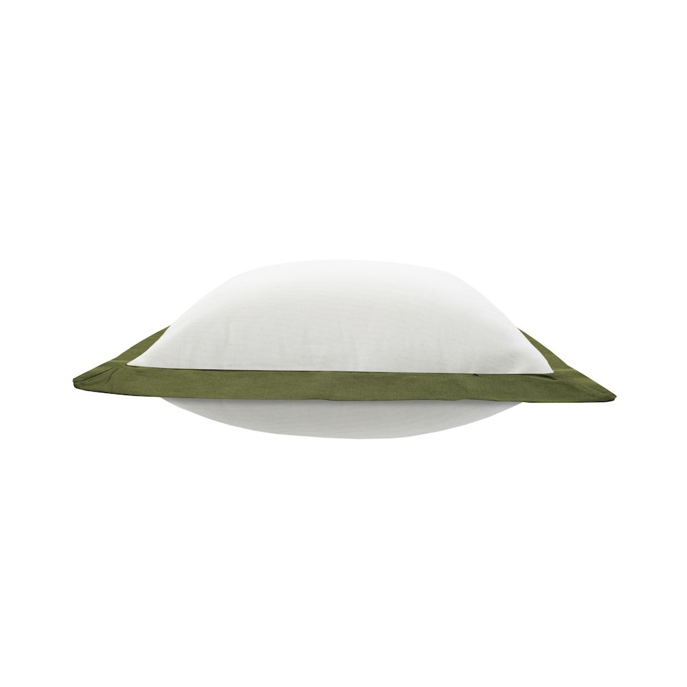 Ox Bay Hand-Woven White/Green Bordered All-Natural Cotton Pillow Cover. Picture 6
