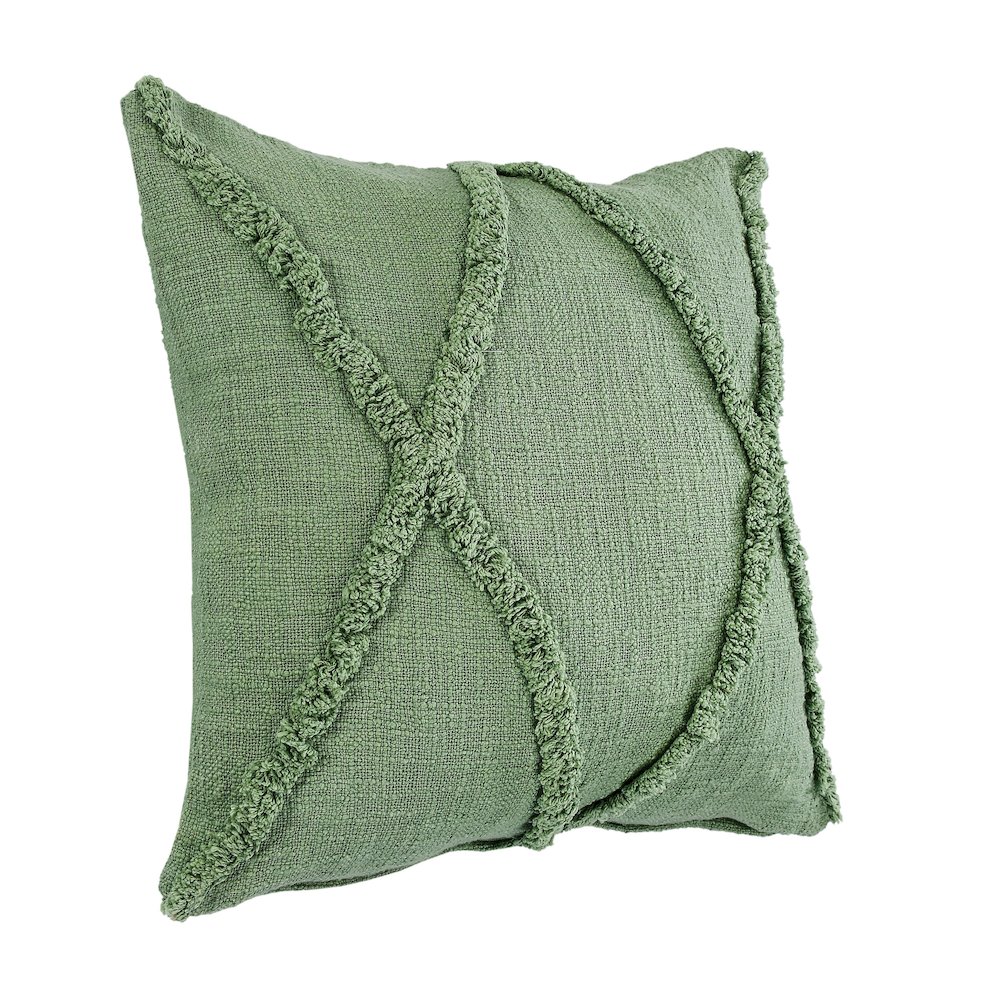 Ox Bay Hand-Woven Green Diamond All-Natural Cotton  Pillow Cover. Picture 4