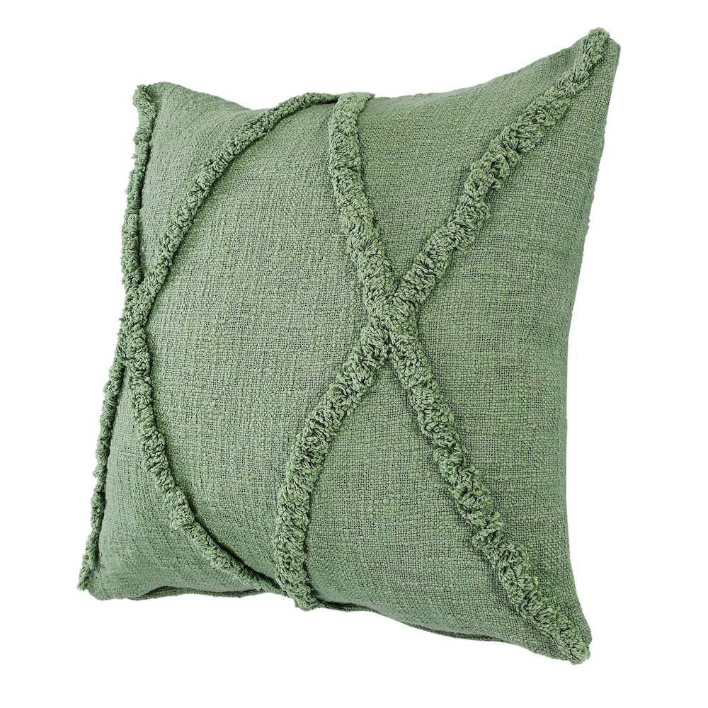Ox Bay Hand-Woven Green Diamond All-Natural Cotton  Pillow Cover. Picture 5