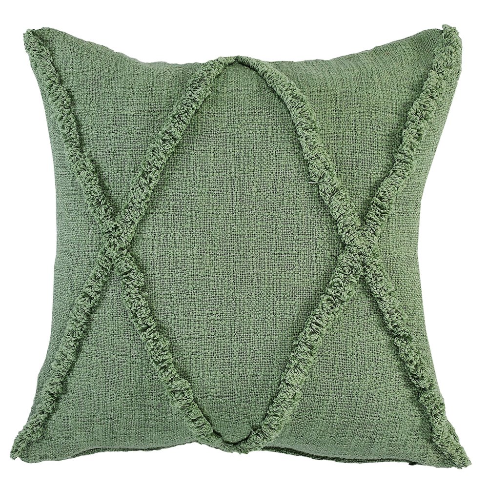 Ox Bay Hand-Woven Green Diamond All-Natural Cotton  Pillow Cover. Picture 1