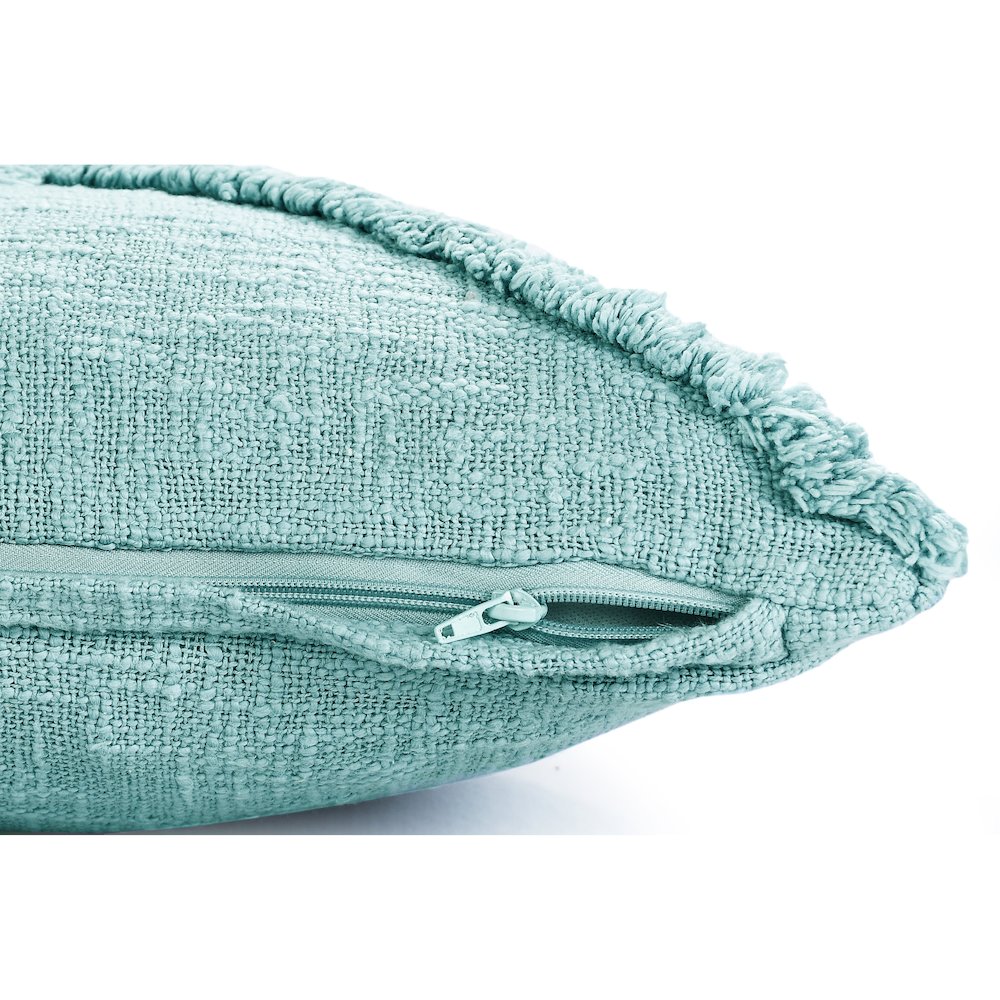 Ox Bay Hand-Woven Aqua Blue Diamond All-Natural Cotton  Pillow Cover. Picture 3