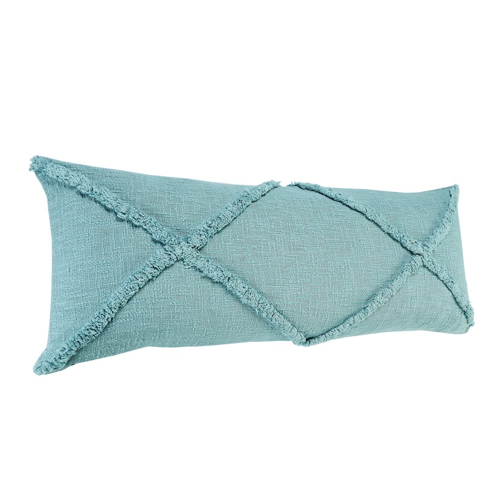 Ox Bay Hand-Woven Aqua Blue Diamond All-Natural Cotton  Pillow Cover. Picture 4