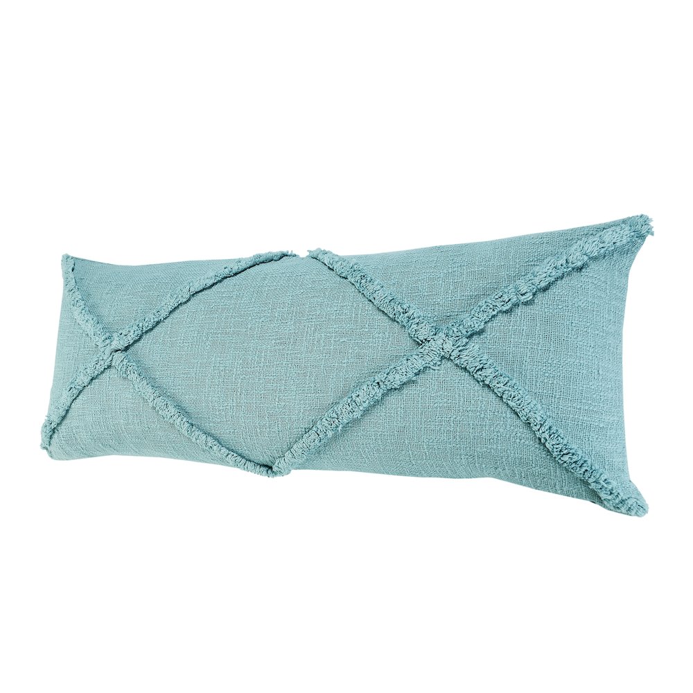 Ox Bay Hand-Woven Aqua Blue Diamond All-Natural Cotton  Pillow Cover. Picture 5