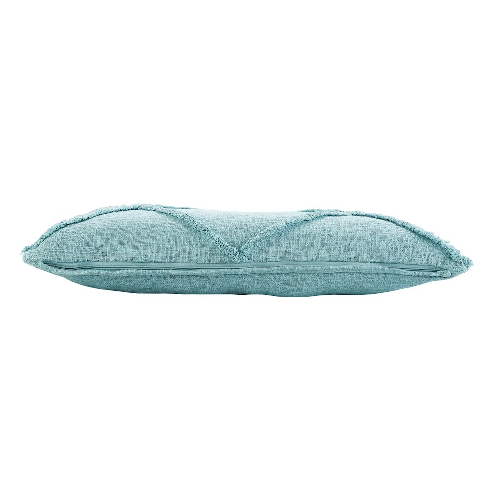 Ox Bay Hand-Woven Aqua Blue Diamond All-Natural Cotton  Pillow Cover. Picture 6