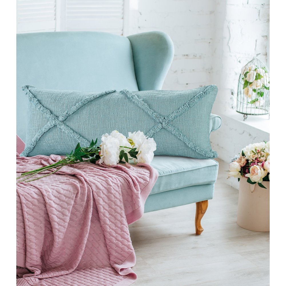 Solid Decorative Diamond Tufted Cotton Throw Pillow. Picture 8