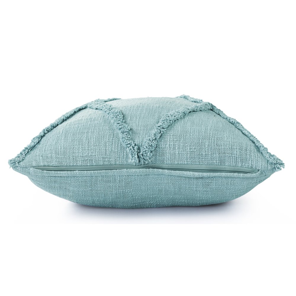 Ox Bay Hand-Woven Aqua Blue Diamond All-Natural Cotton  Pillow Cover. Picture 6