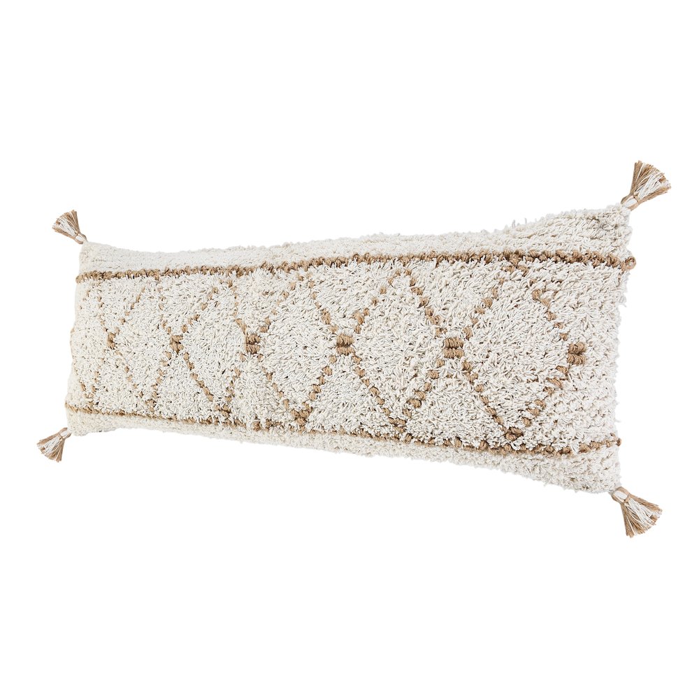 Ox Bay Hand-Woven White/Brown Diamond Cotton Blend Pillow Cover. Picture 5