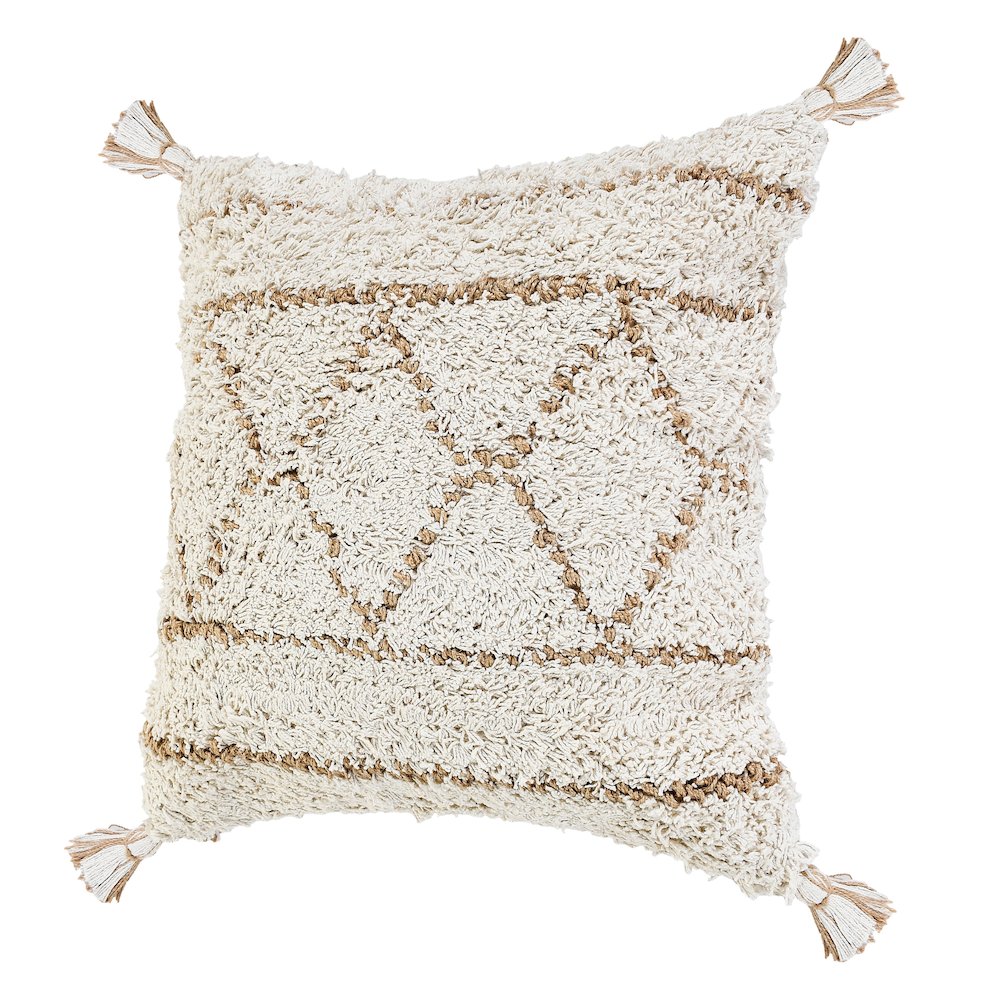 Ox Bay Hand-Woven White/Brown Diamond Cotton Blend Pillow Cover. Picture 5