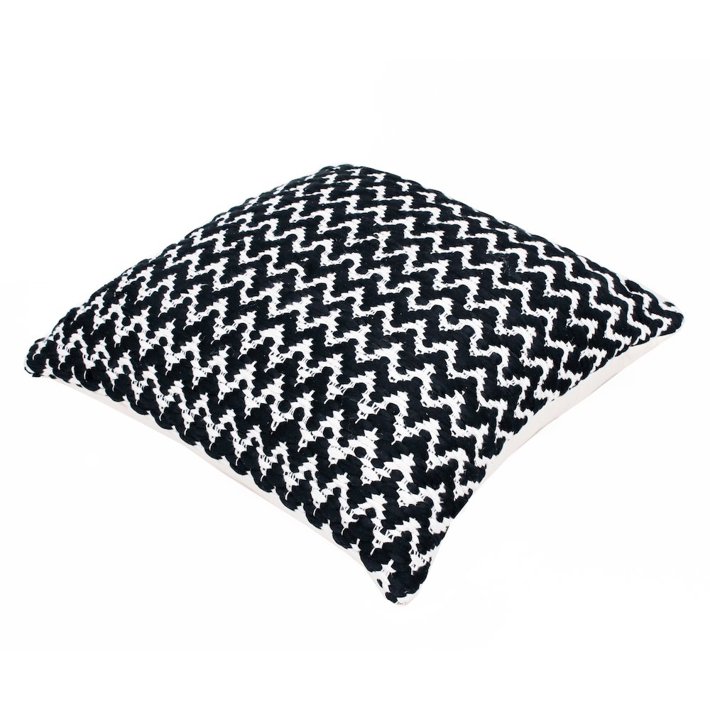 Ox Bay Hand-Woven Black/White Chevron Cotton Blend Pillow Cover. Picture 6
