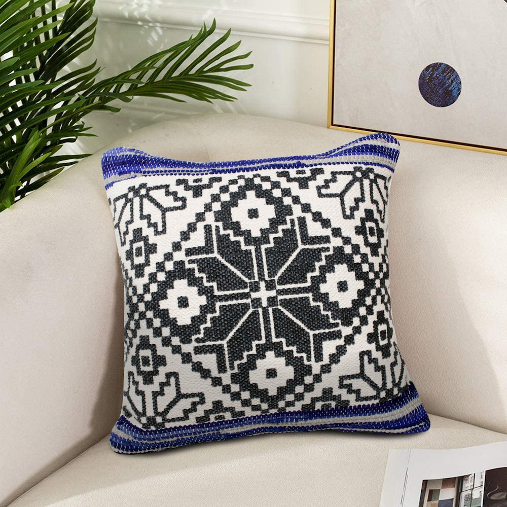 Evette Rios Mindy Bordered Mosaic Cotton Blend Throw Pillow. Picture 8