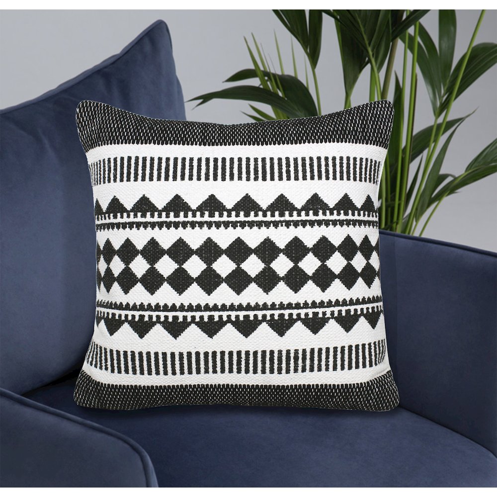 Evette Rios Mindy Bordered/Geometric Stripe Cotton Blend Throw Pillow. Picture 8