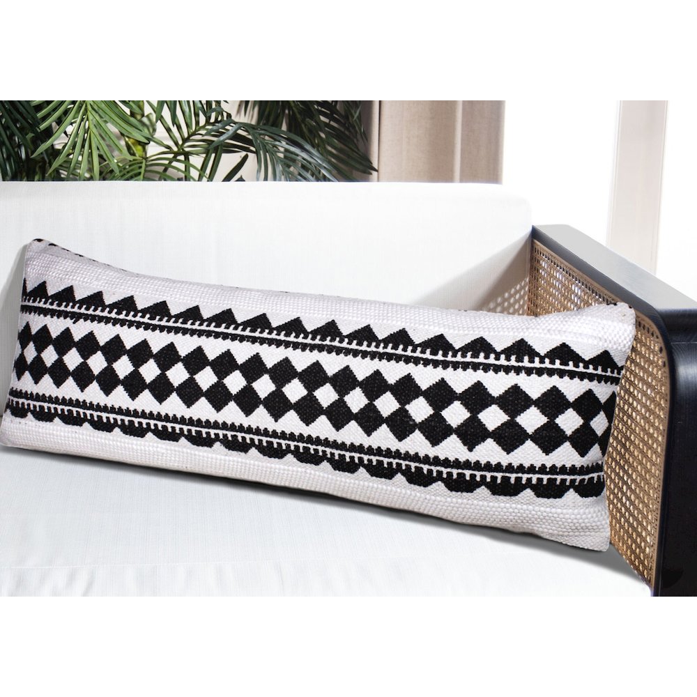 Evette Rios Mindy Mosaic Geometric Stripe Cotton Blend Throw Pillow, Lumbar. Picture 8