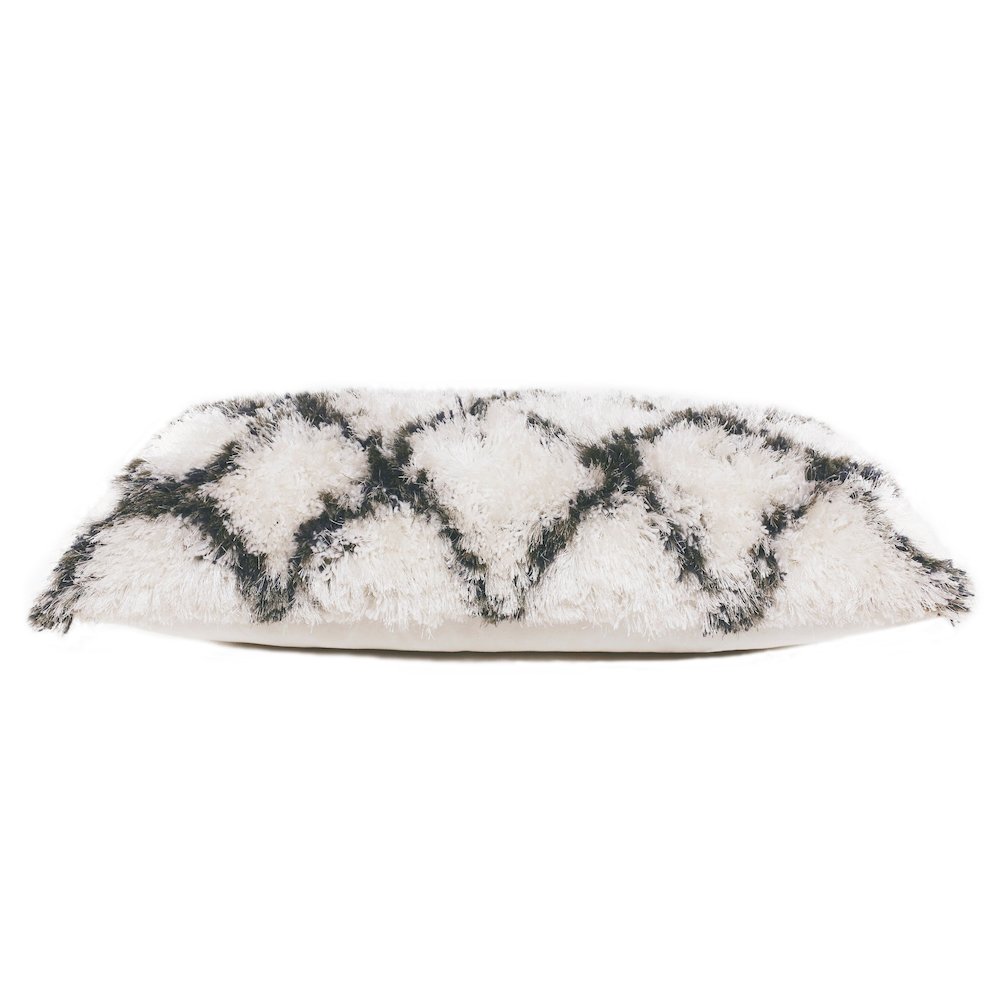 Soft Shag Diamond Criss Cross Lumbar Throw Pillow. Picture 6