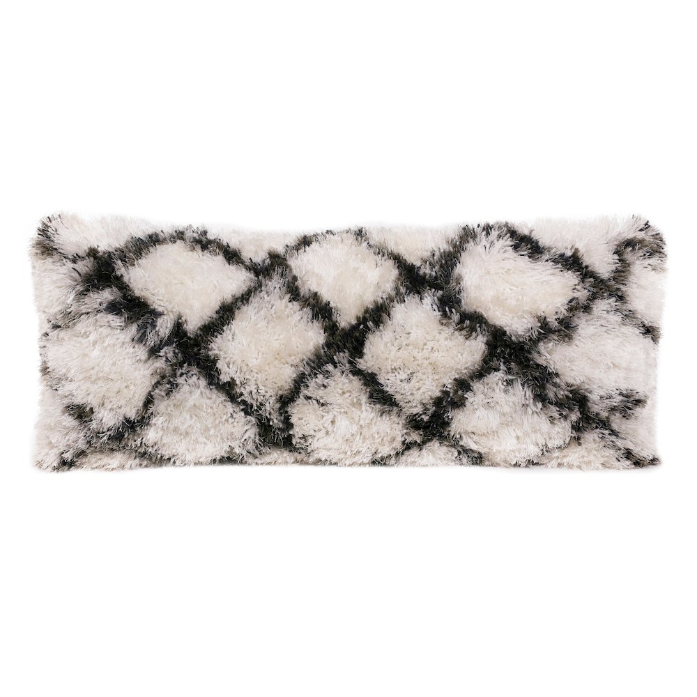 Soft Shag Diamond Criss Cross Lumbar Throw Pillow. Picture 1