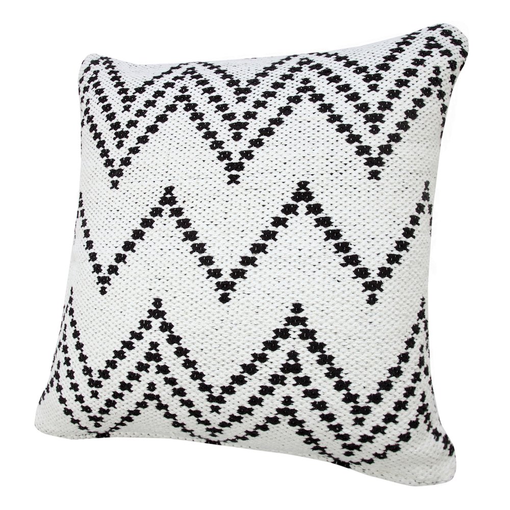 Ox Bay Hand-Woven White/Black Chevron Cotton Blend Pillow Cover. Picture 5