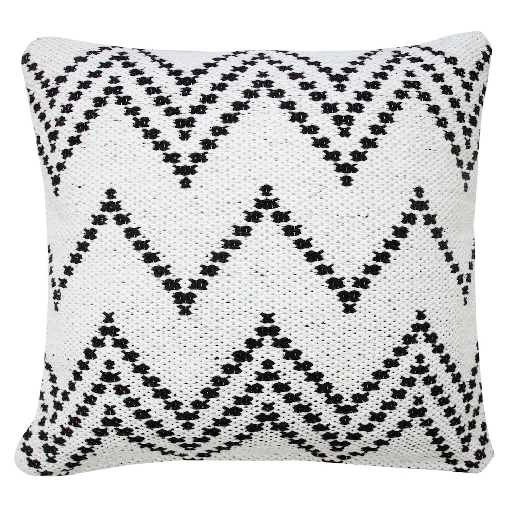 Ox Bay Hand-Woven White/Black Chevron Cotton Blend Pillow Cover. Picture 7