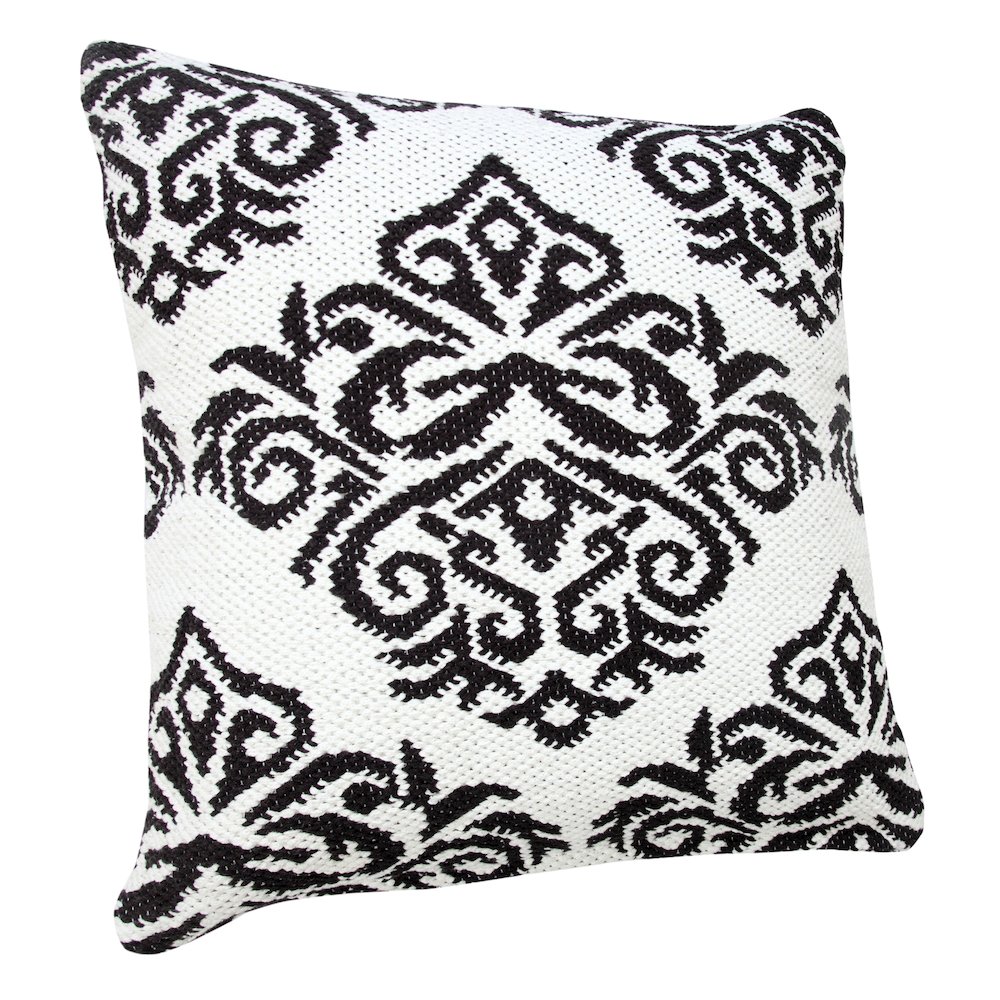 Ox Bay Machine-Made White/Black Medallion Cotton Blend Pillow Cover. Picture 4
