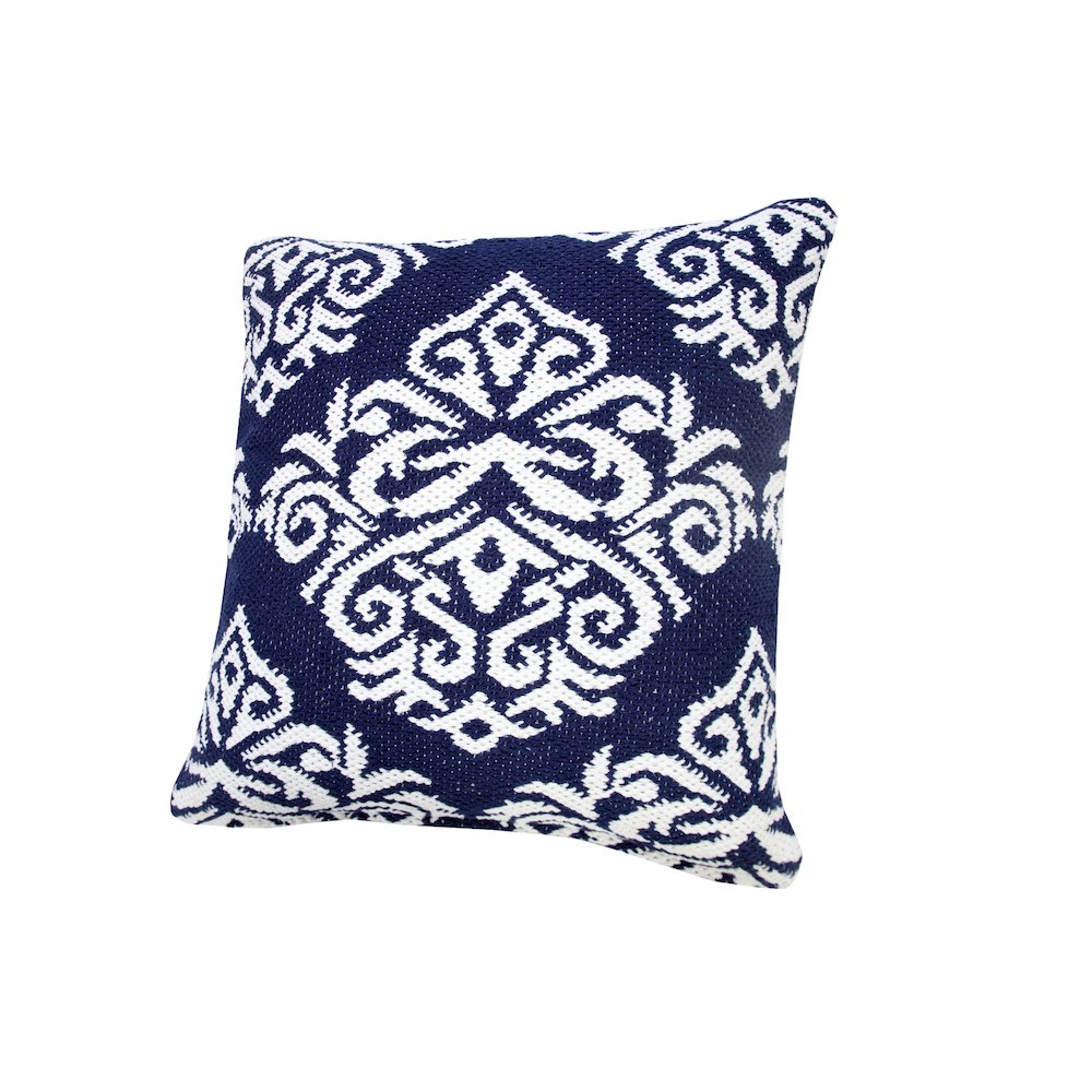 Ox Bay Machine-Made Blue/White Medallion Cotton Blend Pillow Cover. Picture 5