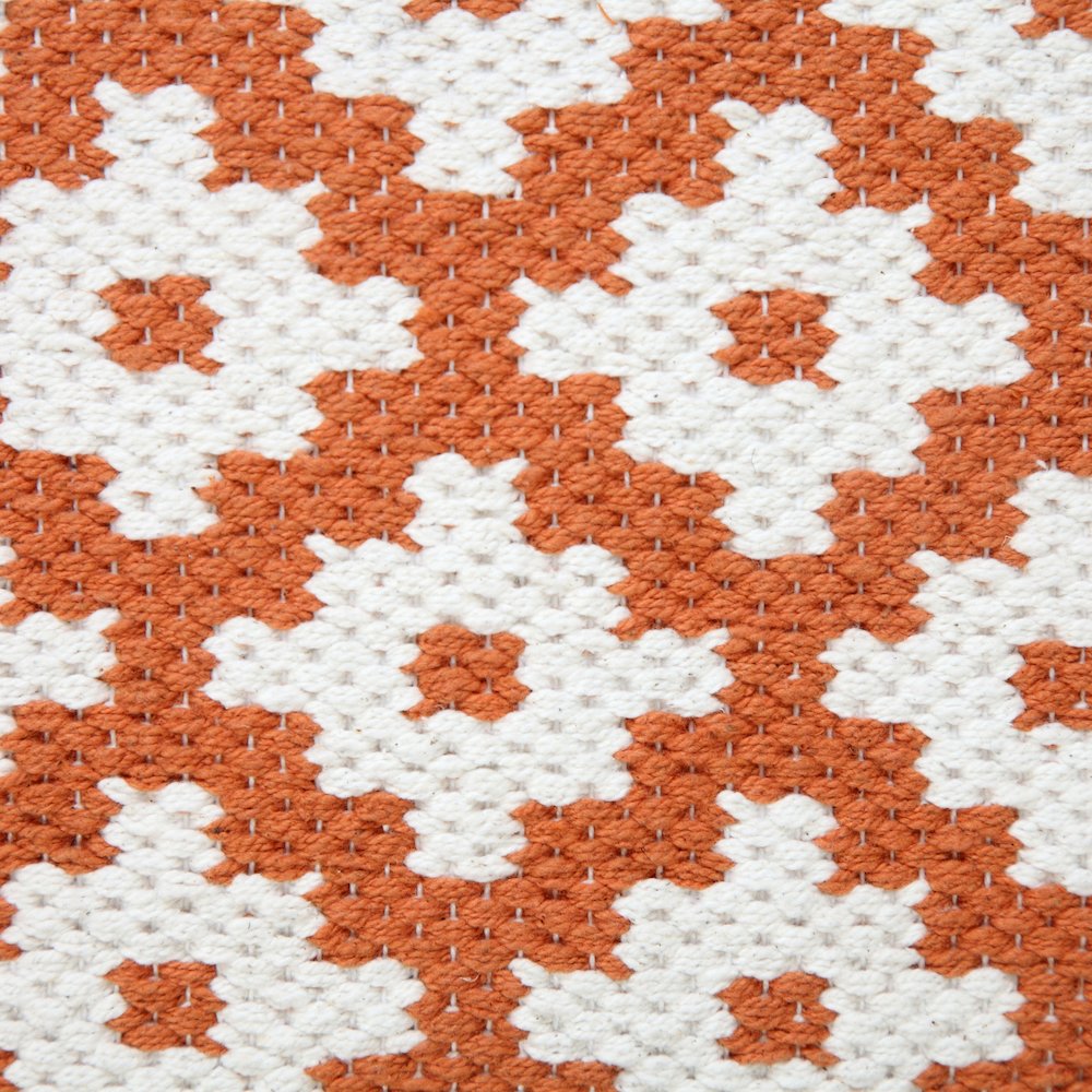 Modern Motif Woven Geometric Checker Cotton Blend Throw Pillow, Orange. Picture 2
