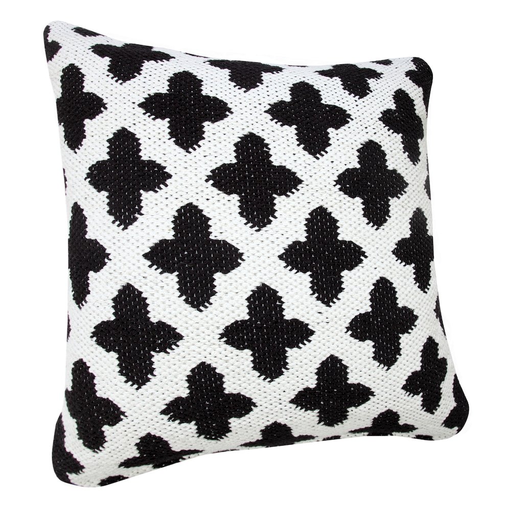 Ox Bay Machine-Made White/Black Trellis Cotton Blend Pillow Cover. Picture 4