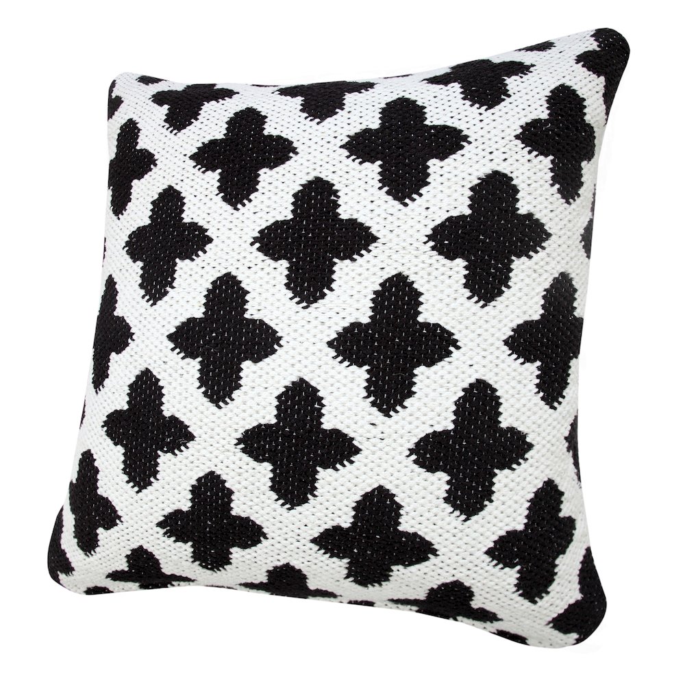 Ox Bay Machine-Made White/Black Trellis Cotton Blend Pillow Cover. Picture 5