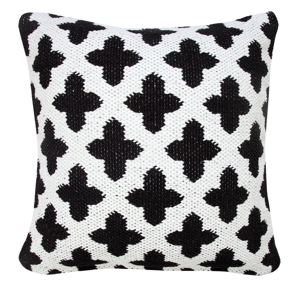 Ox Bay Machine-Made White/Black Trellis Cotton Blend Pillow Cover. Picture 7