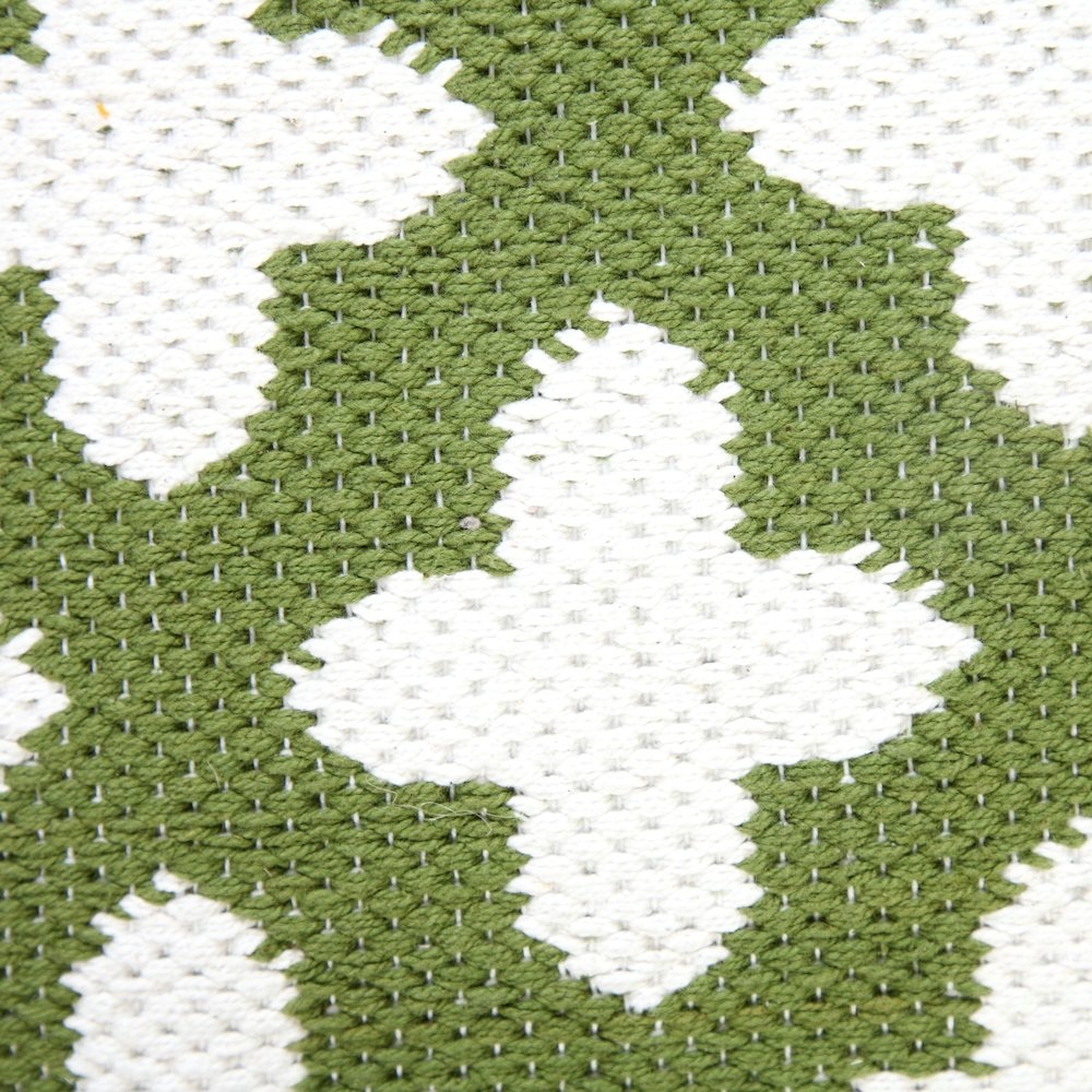 Modern Motif Swiss Cross Woven Geometric Cotton Blend Throw Pillow, Green. Picture 2