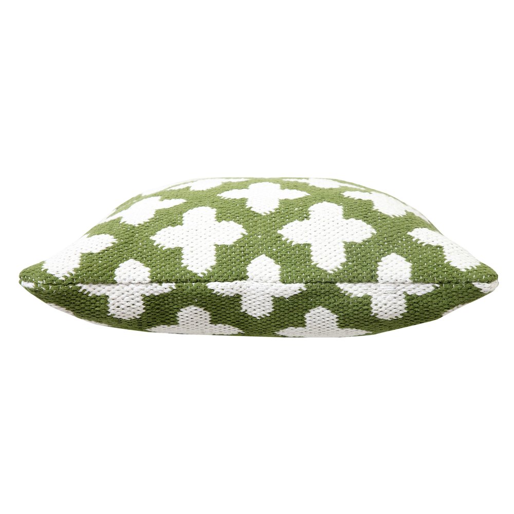 Modern Motif Swiss Cross Woven Geometric Cotton Blend Throw Pillow, Green. Picture 5