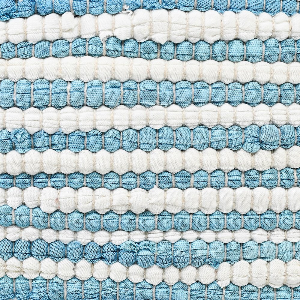 Ox Bay Hand-Woven Blue/White Bordered Cotton Blend Pillow Cover. Picture 2