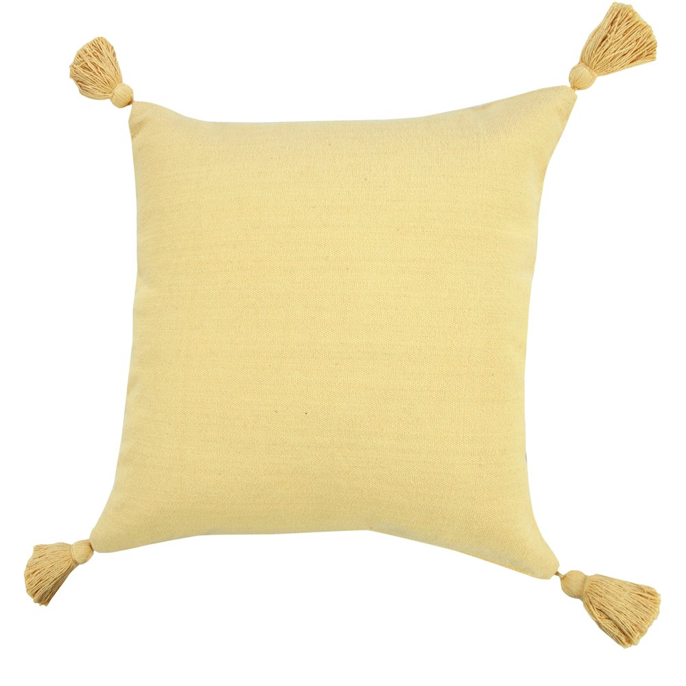 Solid Cotton Everyday Decorative Throw Pillow with Tassels. Picture 5