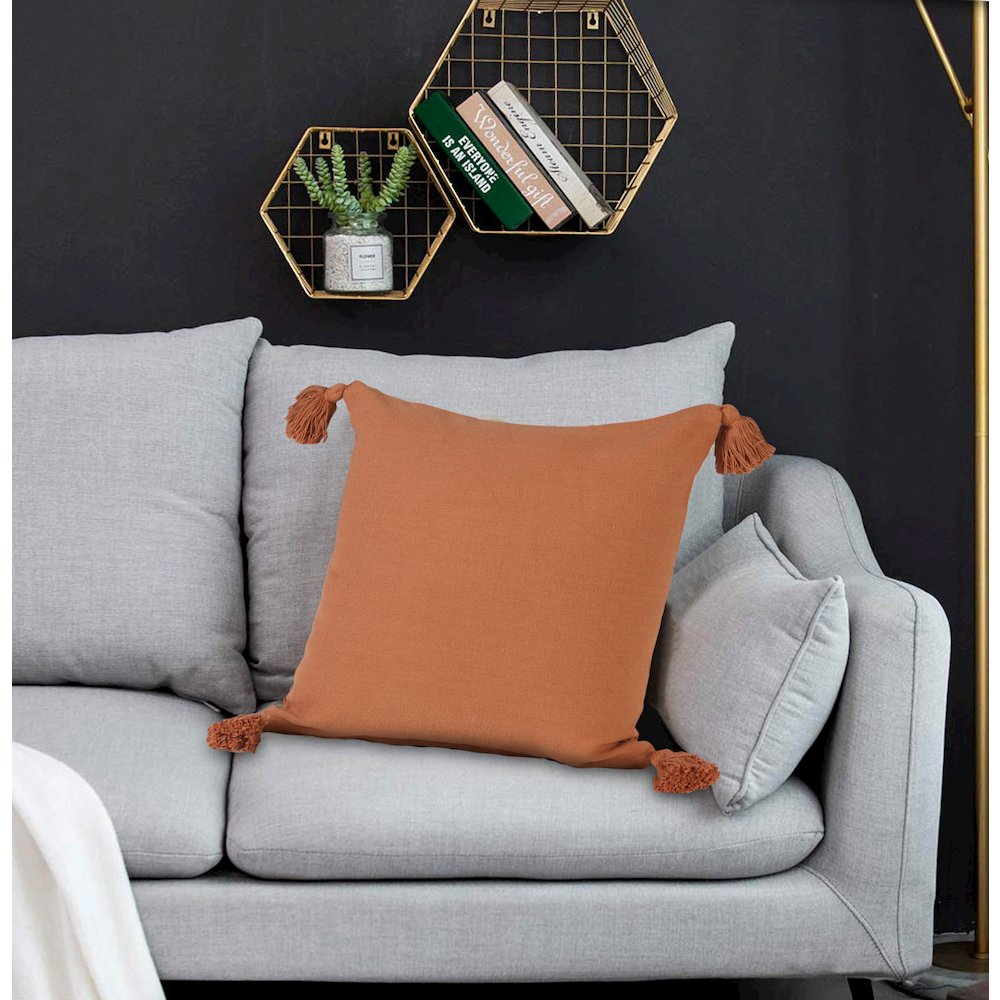 Sundaze Cotton Pillow Set of 2 in Orange, 20" x 20". Picture 9