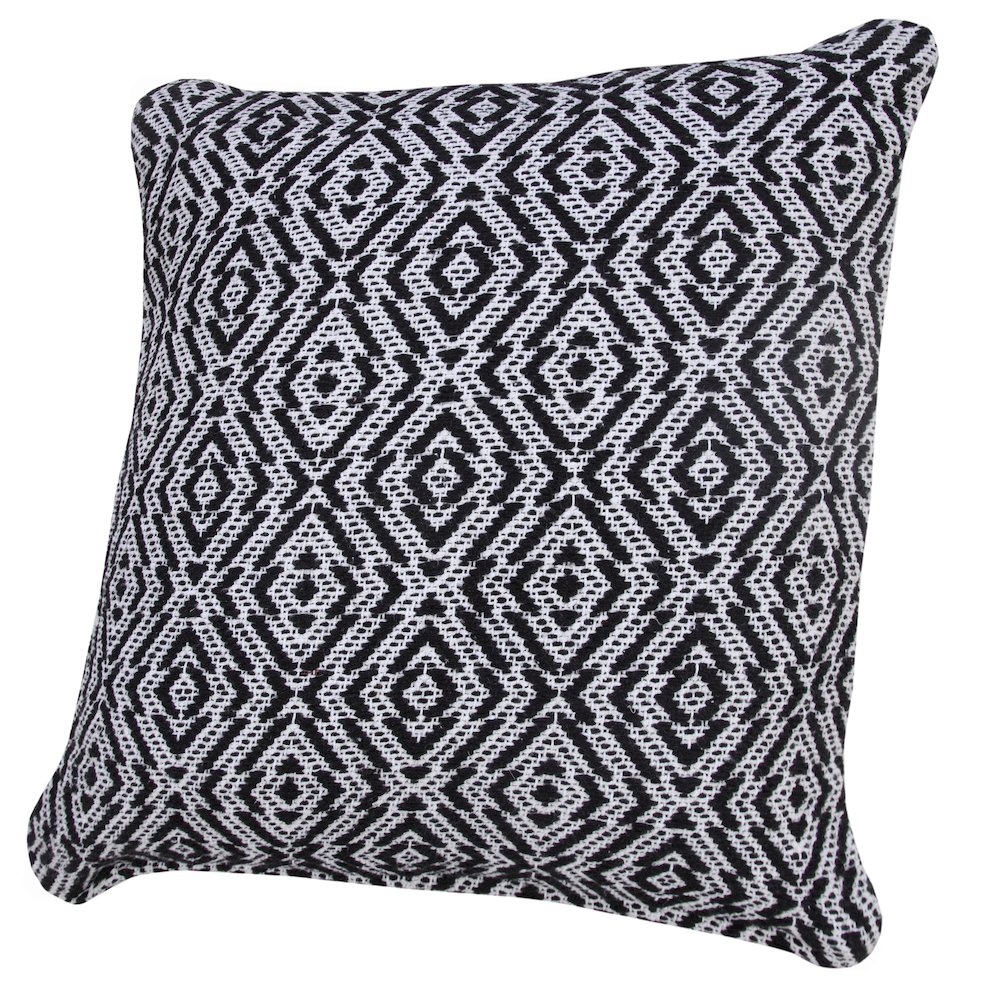 Ox Bay Hand-Woven Black/White Diamond All-Natural Cotton Pillow Cover. Picture 5